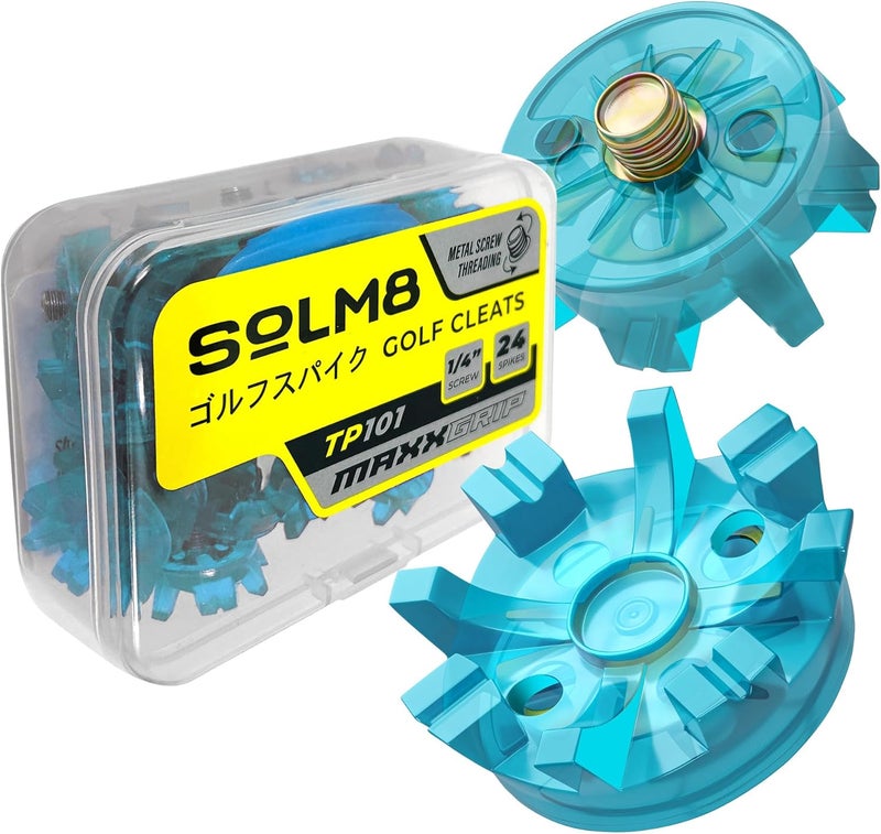 SOLM8 Golf Shoe Replacement Spikes - Metal Screw Threading Dia ¼ Inch/6mm Easy to Install on Cricket & Golf Cleats (Spanner Included) - Image 1